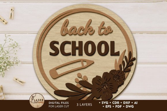 Back to School Round Decor Panel for Laser Cutting and Signs