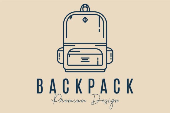 Backpack Line Art Logo Minimalist Vector Graphics