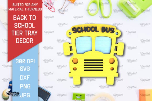 Bus Back to School Tier Tray Laser Cut Design Asset Review