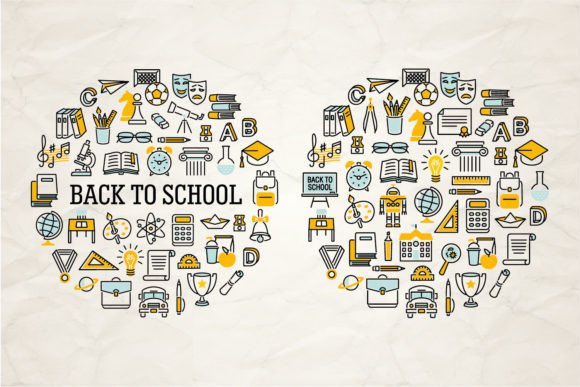 Circle Frames - School Theme Vector Graphics