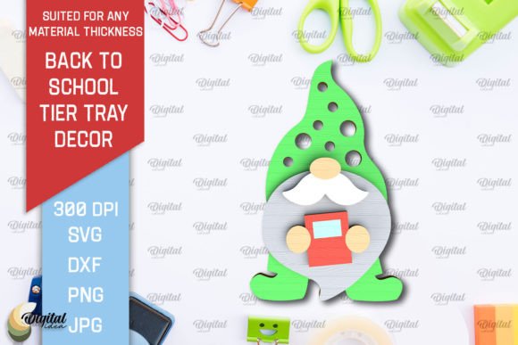 Gnome Back to School Tier Tray Laser Cut Design