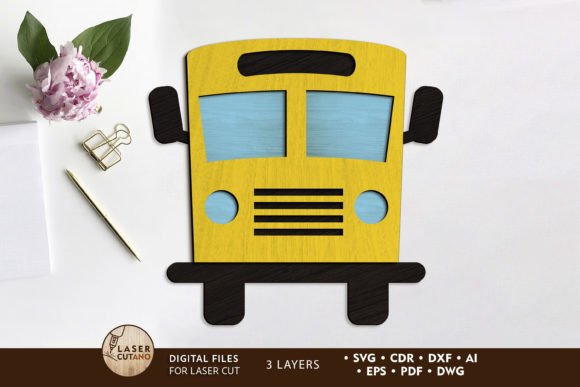 School Bus Laser Cut File for Home Decor