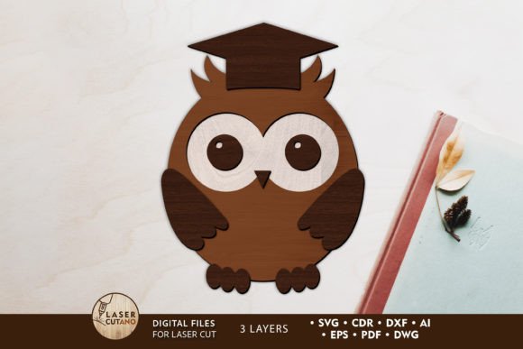 School Owl Decorative Multilayer File for Laser Cutting and Wall Decor