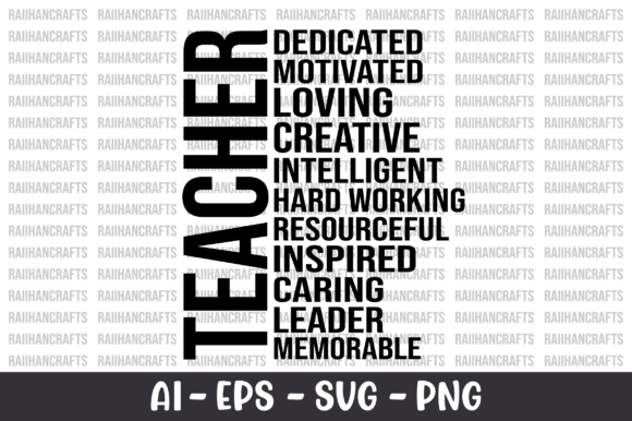 Teacher Dedicated Motivated Loving SVG