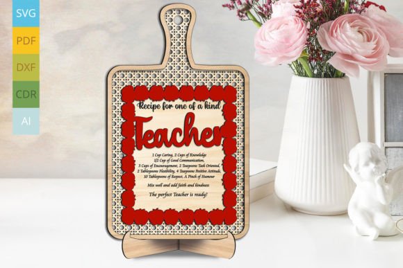 Teacher Rattan Cutting Board Apple SVG for Laser Cutting Ornaments