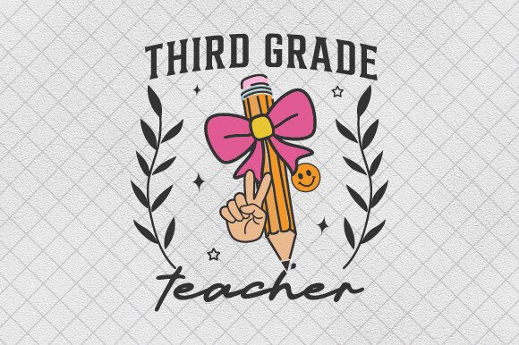 Third Grade Pencil Bow Coquette Teacher Graphics for T-Shirt Designs